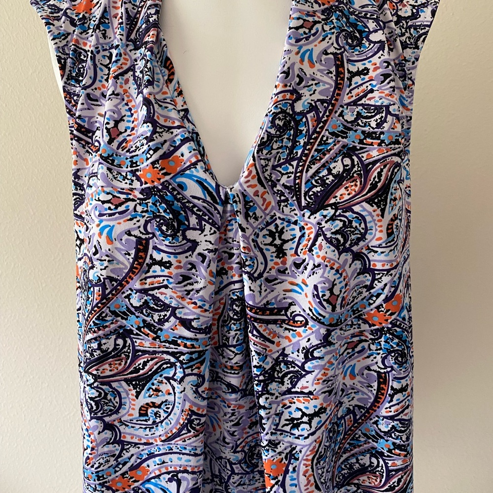 Paisley Print Women's Blouse - Multicolor Blue Moon Top (G8)